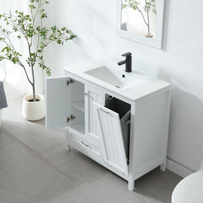 eclife 36" Bathroom Vanity Sink Combo with Laundry Hamper Cabinet