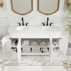 Opuluxe 60" Freestanding Double Vanity Cabinets with Curved Design