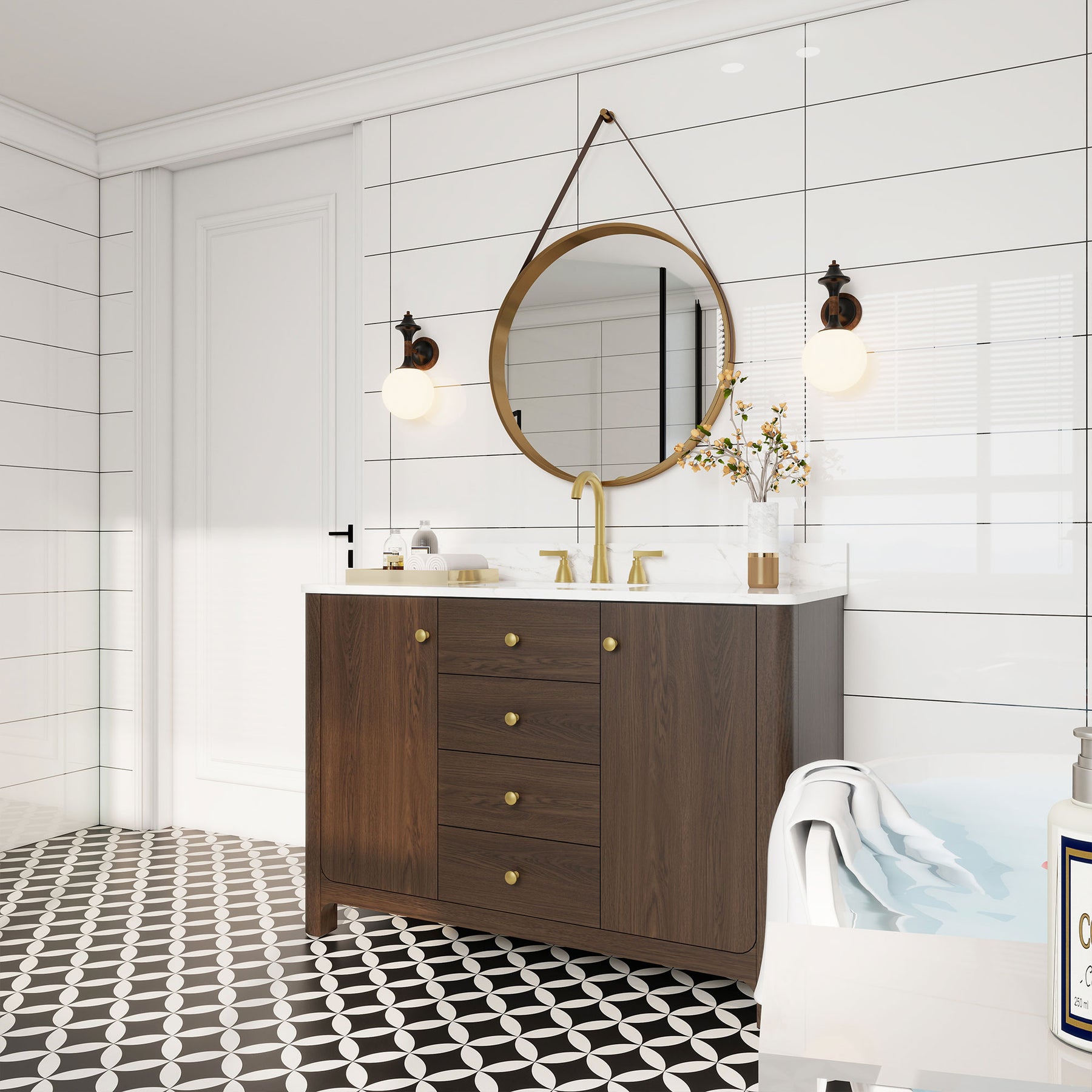 Canyon 48" Freestanding Single Vanity Cabinets with Curved Design