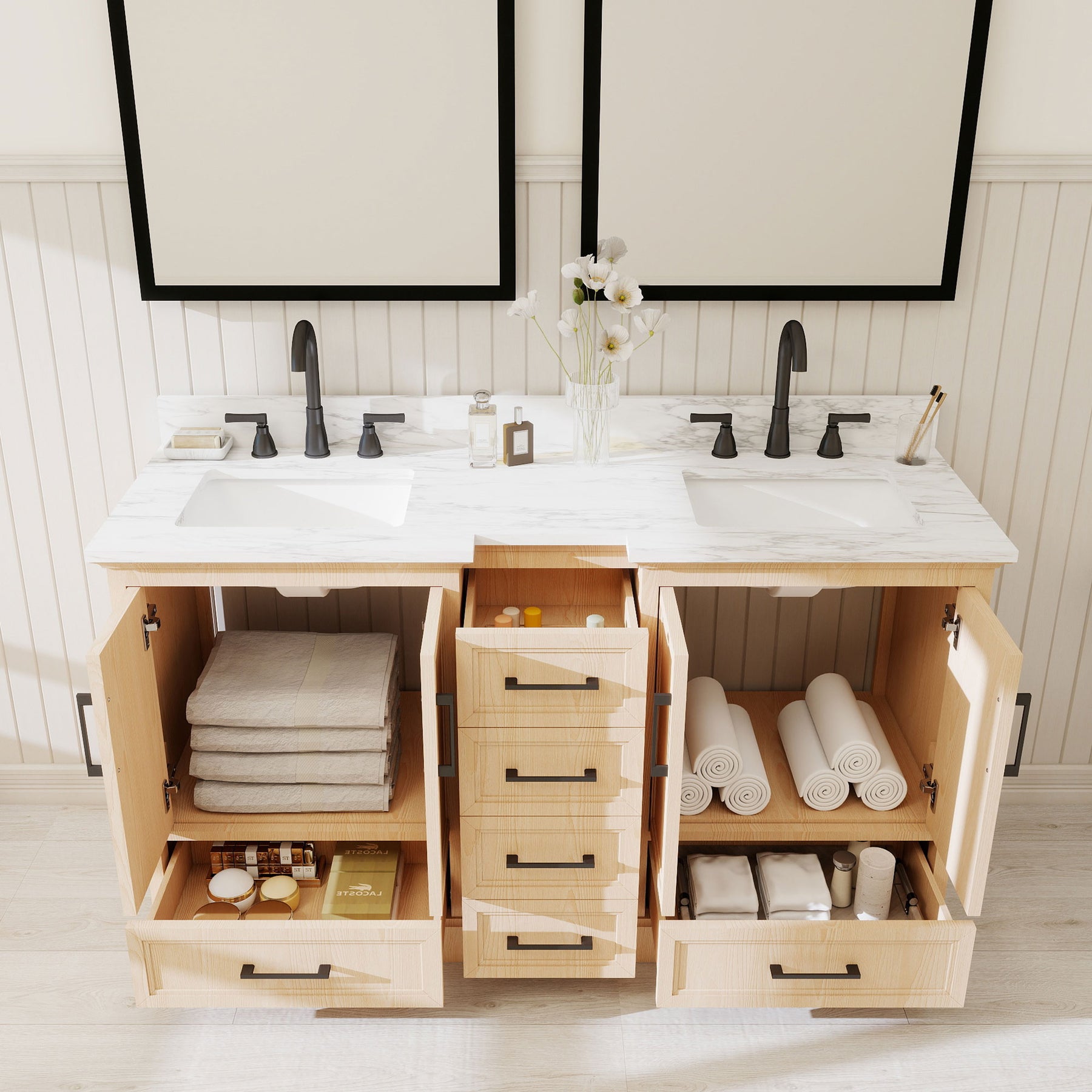 Nobilis 60" Freestanding Double Vanity Cabinets with Symmetrical Layout
