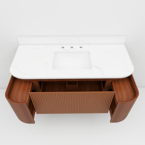 Cove 48" Wall-Mounted Single Sink Bathroom Vanity with Curved Fluted Design