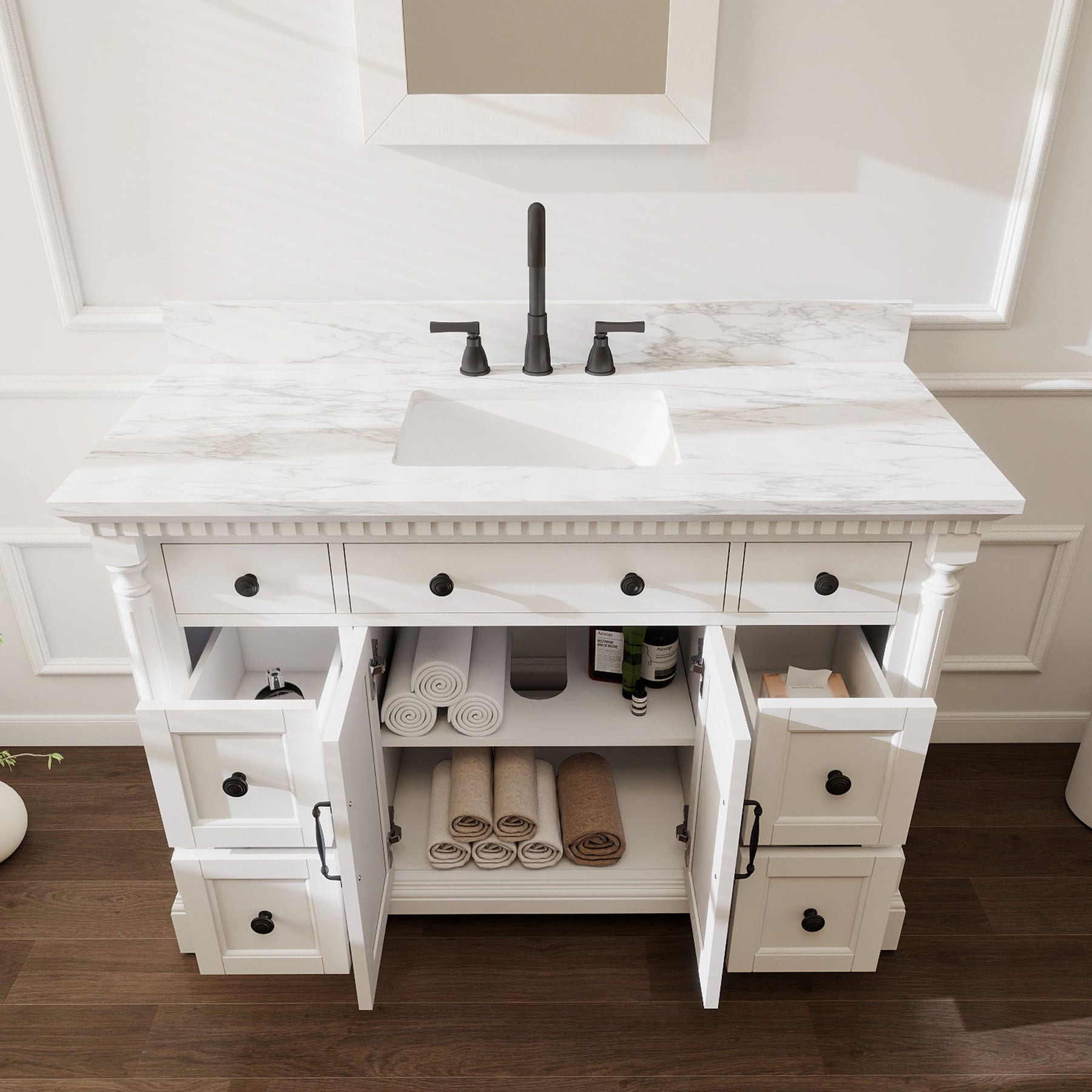 Acro 48" Freestanding Single Vanity Cabinets with Arch Feet