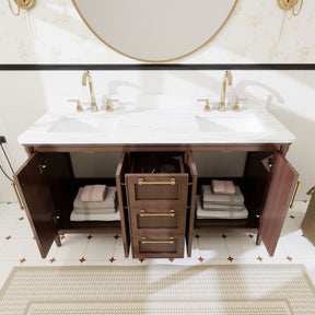Vantara 60" Freestanding Double Vanity Cabinets with Fluted Texture