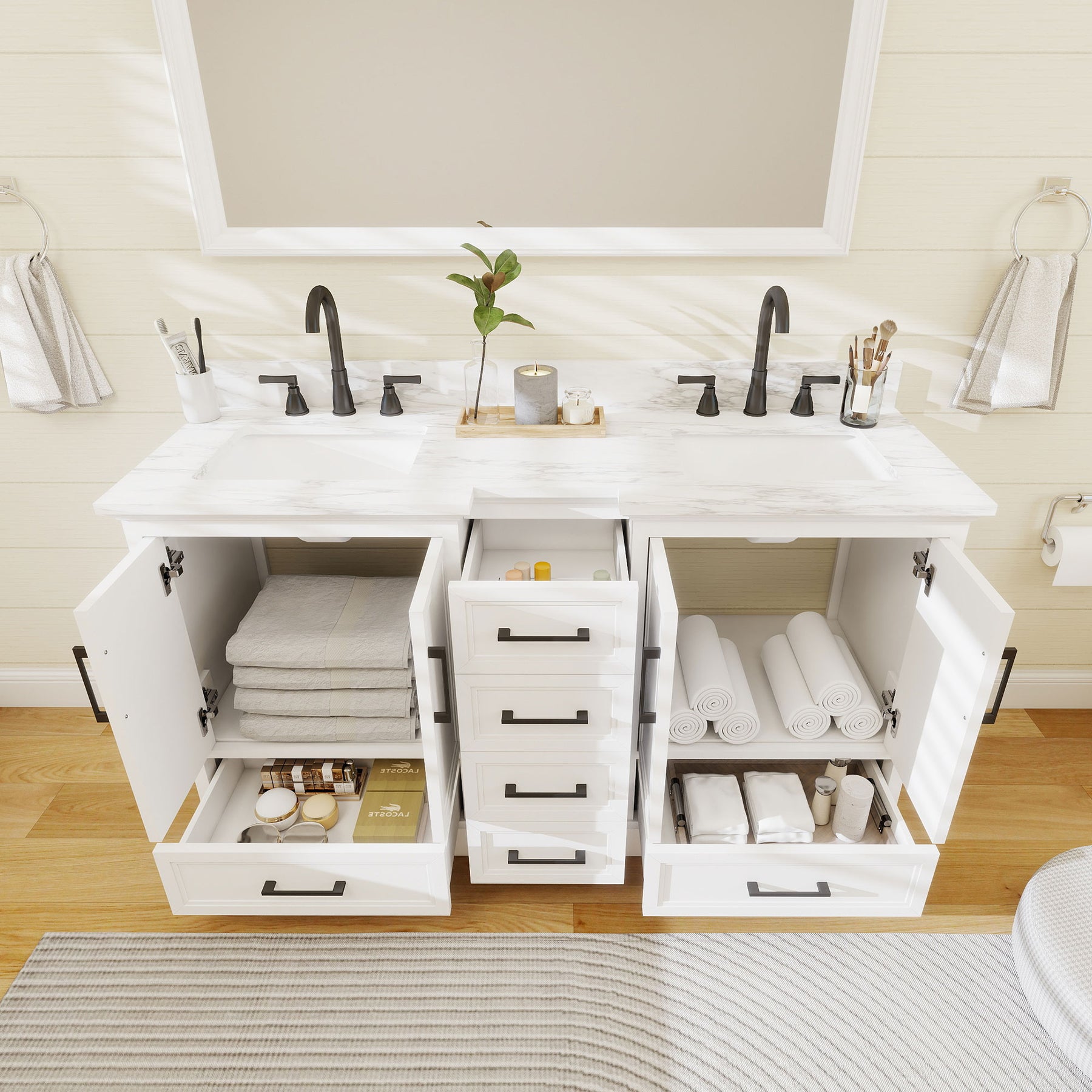 Nobilis 60" Freestanding Double Vanity Cabinets with Symmetrical Layout