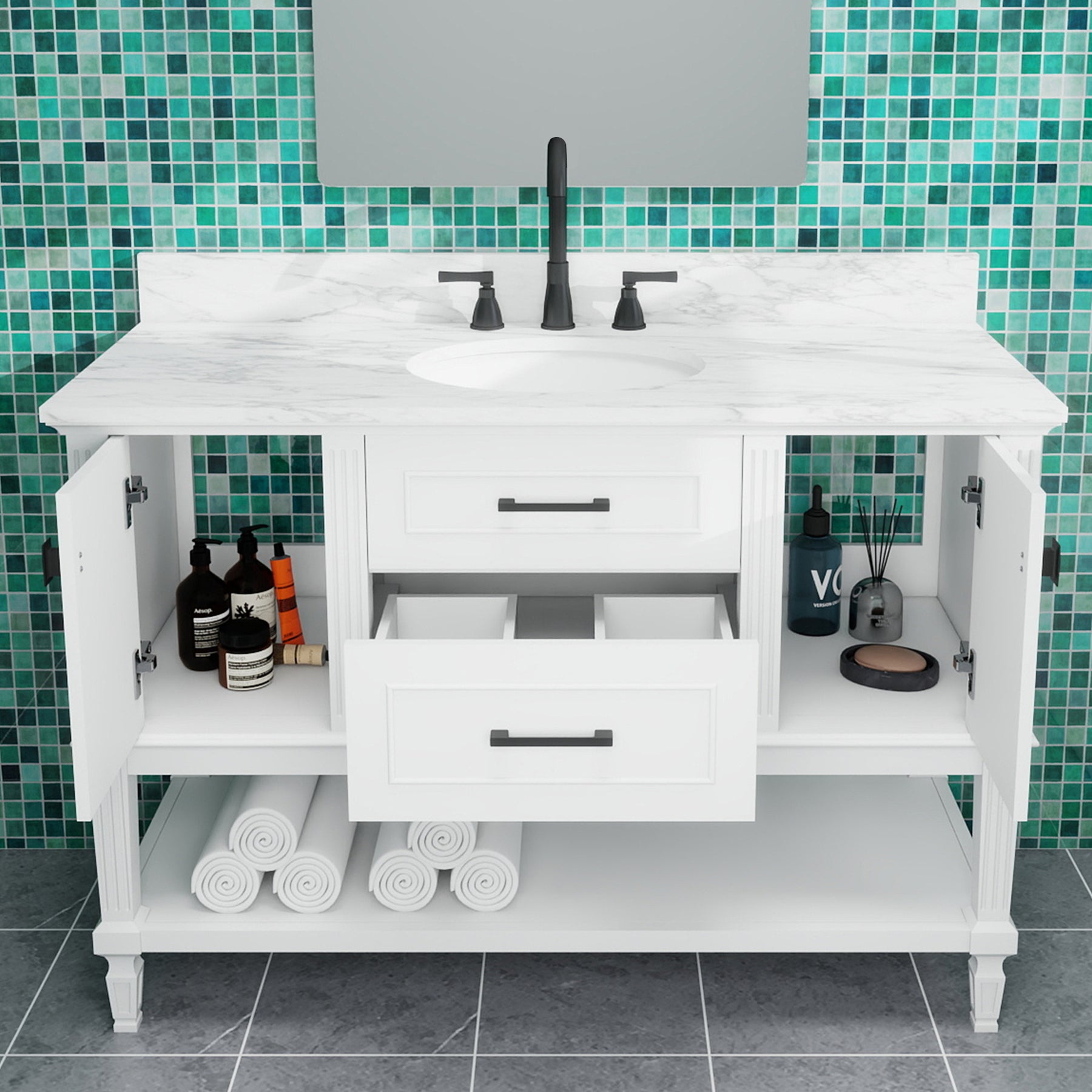 Bosun 48" Freestanding Single Vanity Cabinet with Reliable Storage & Solid Frame