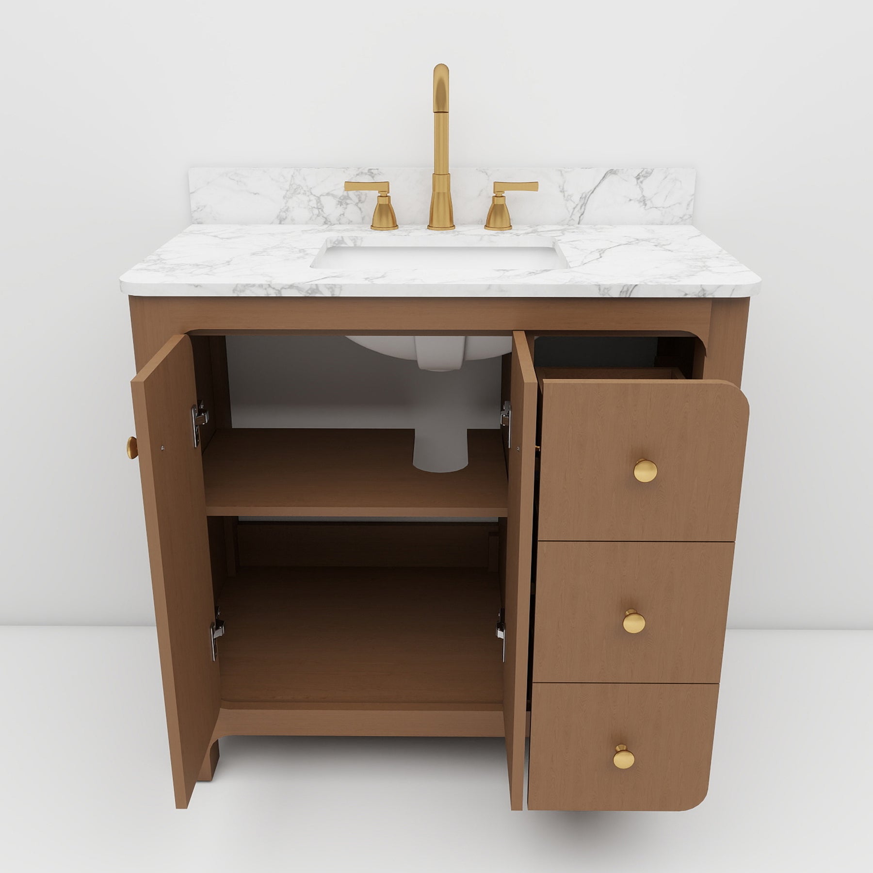Canyon 36" Freestanding Single Sink Bathroom Vanity with Curved Design