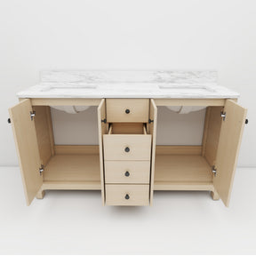 Canyon 60" Freestanding Double Sink Bathroom Vanity with Curved Design