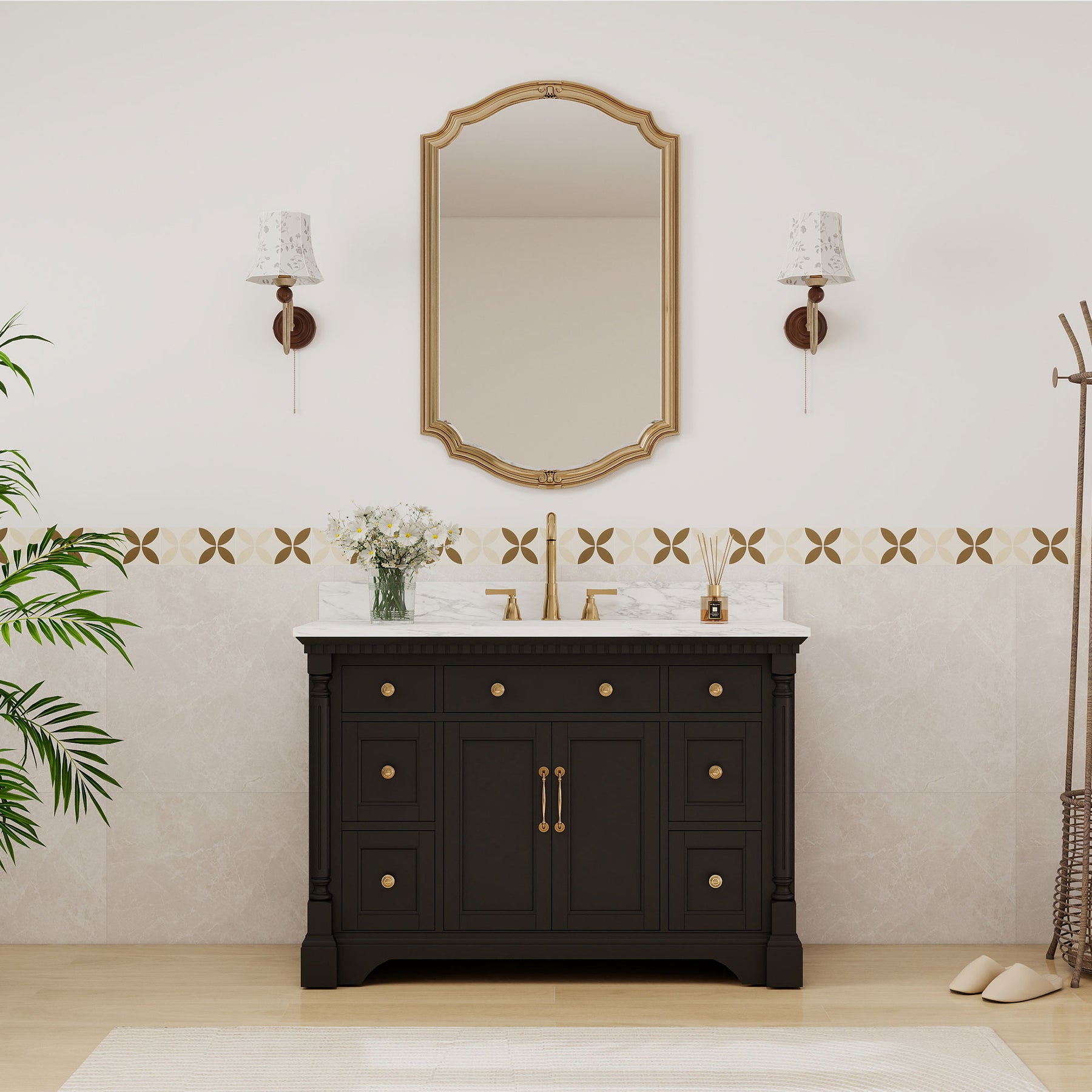 Acro 48" Freestanding Single Vanity Cabinets with Arch Feet
