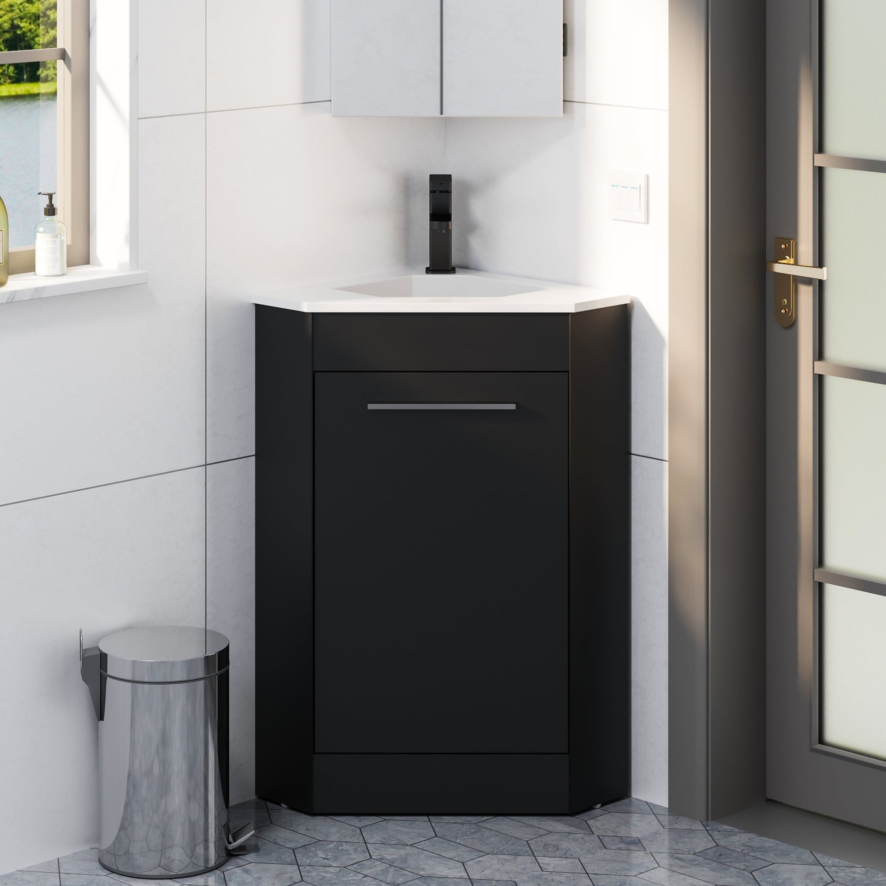 Corner 26’’ Freestanding Single Vanity Cabinets with Small Space Decor 浴室柜