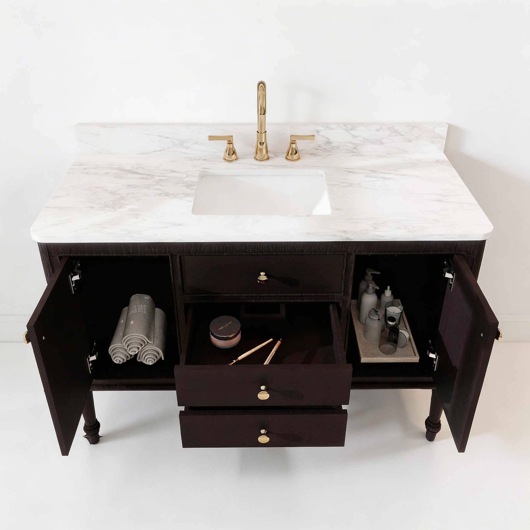 Verve 48" Freestanding Single Vanity - Bath Cabinet with Solid Wood, Artificial Stone Top(Assembled)