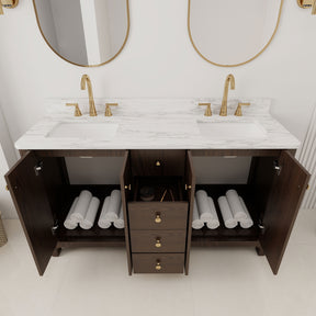 Canyon 60" Freestanding Double Vanity Cabinets with Curved Design