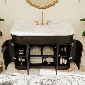 Opuluxe 48" Freestanding Single Vanity Cabinets with Curved Design