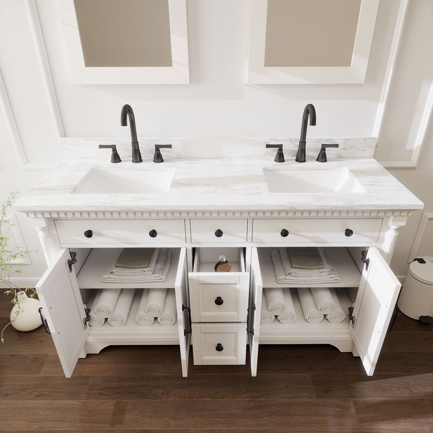 Acro 60" Freestanding Double Vanity Cabinets with Arch Feet