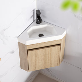 eclife 22" Corner Bathroom Vanity Sink Combo, Wall Mounted Floating Cabinet