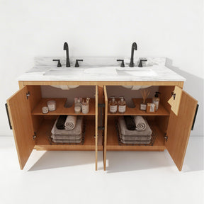 Zoom 60" Freestanding Double Vanity Cabinets with Chevron Pattern