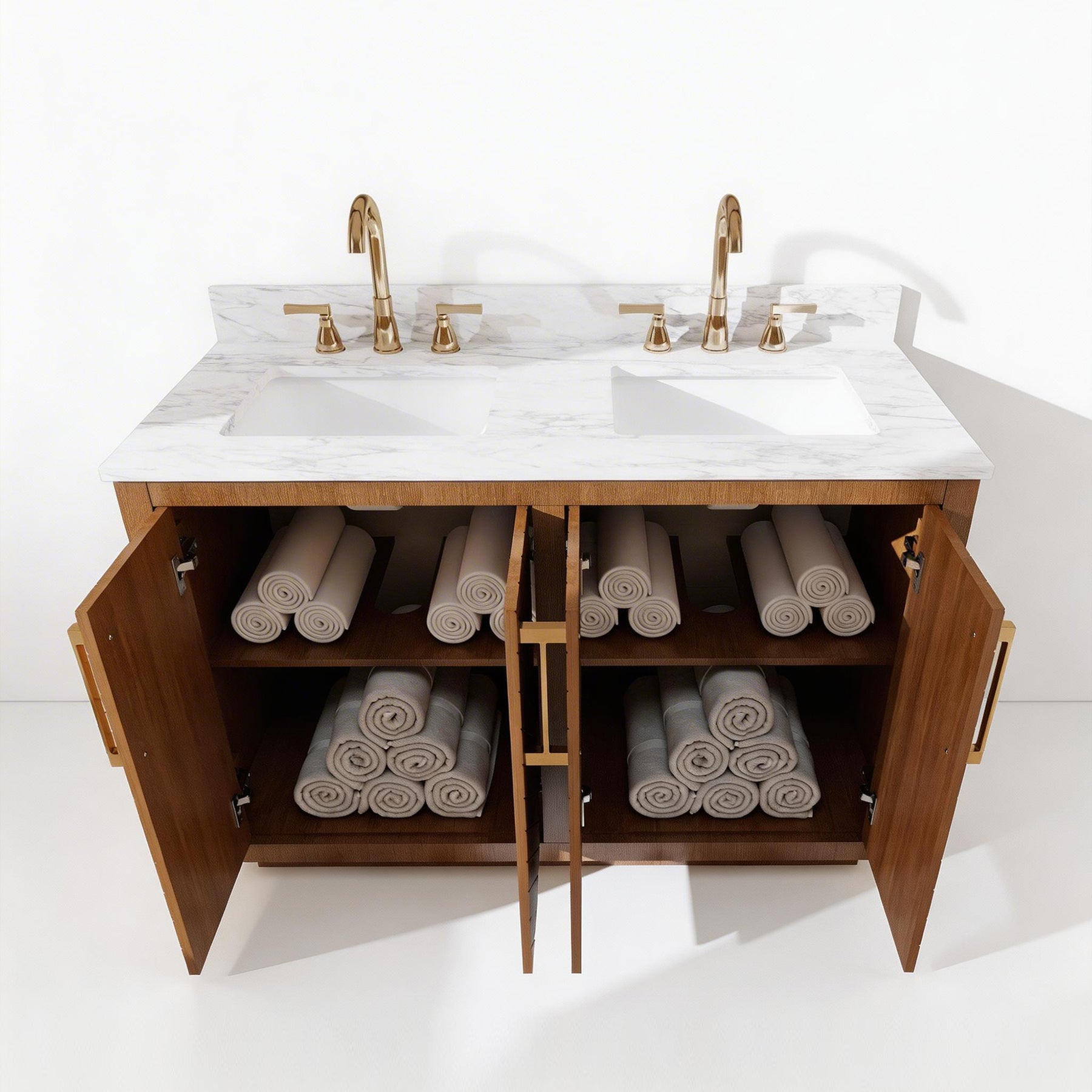 Zoom 48" Freestanding Double Vanity Cabinets with Chevron Pattern