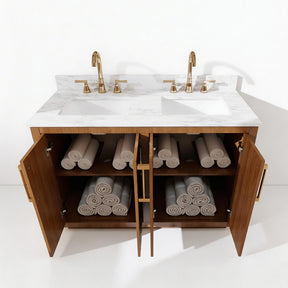 Zoom 48" Freestanding Double Vanity Cabinets with Chevron Pattern