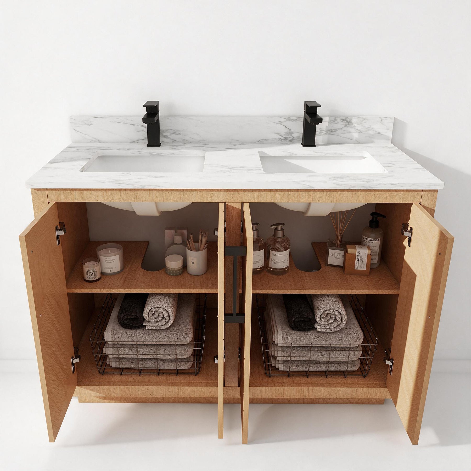 Zoom 48" Freestanding Double Vanity Cabinets with Chevron Pattern