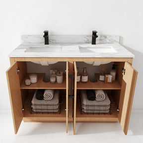 Zoom 48" Freestanding Double Vanity Cabinets with Chevron Pattern