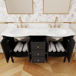 Elara 60" Freestanding Double Vanity Cabinets with Solid Wood Legs
