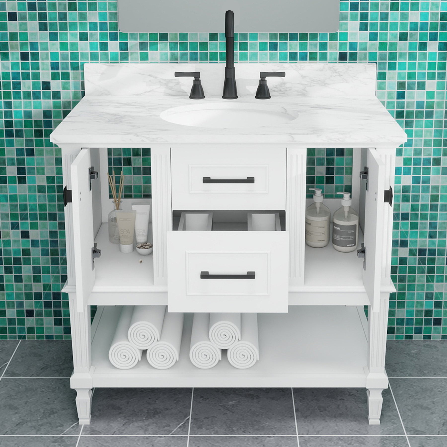 Bosun 36" Freestanding Single Vanity Cabinet with Reliable Storage & Solid Frame