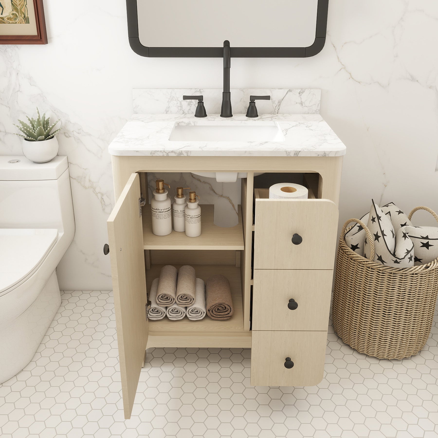 Canyon 30" Freestanding Single Vanity Cabinet with Curved Design