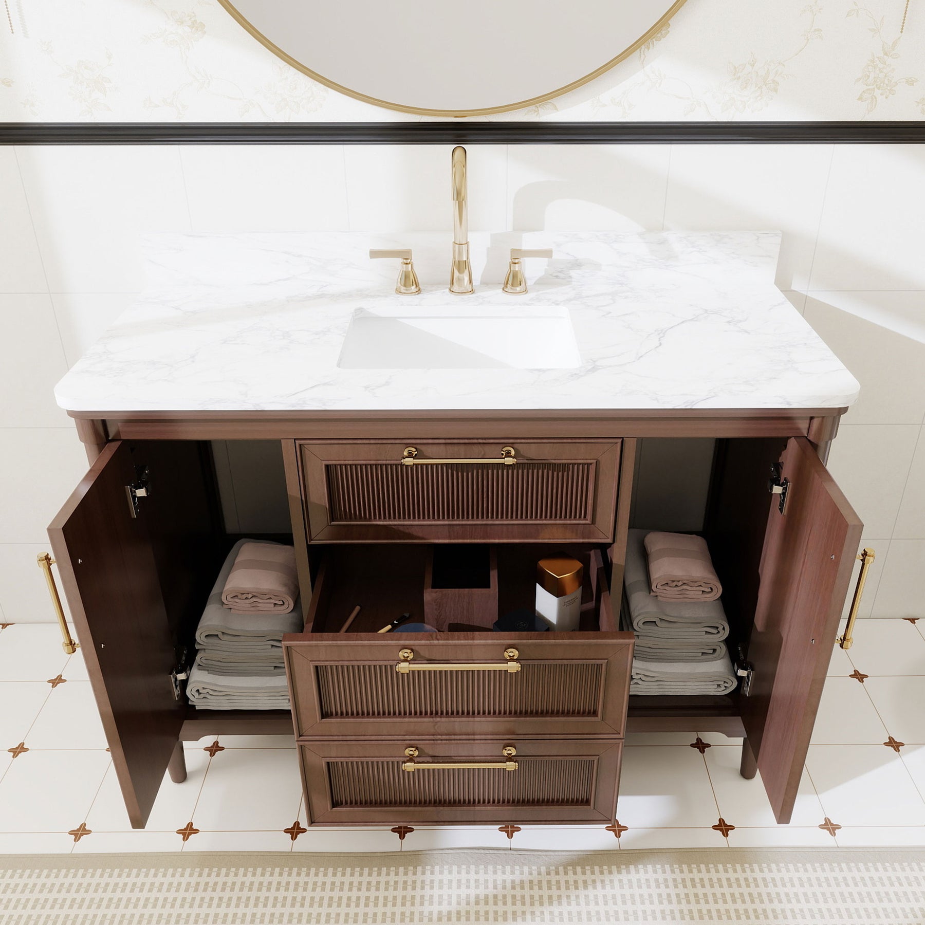 Vantara 48" Freestanding Single Vanity Cabinets with Fluted Texture