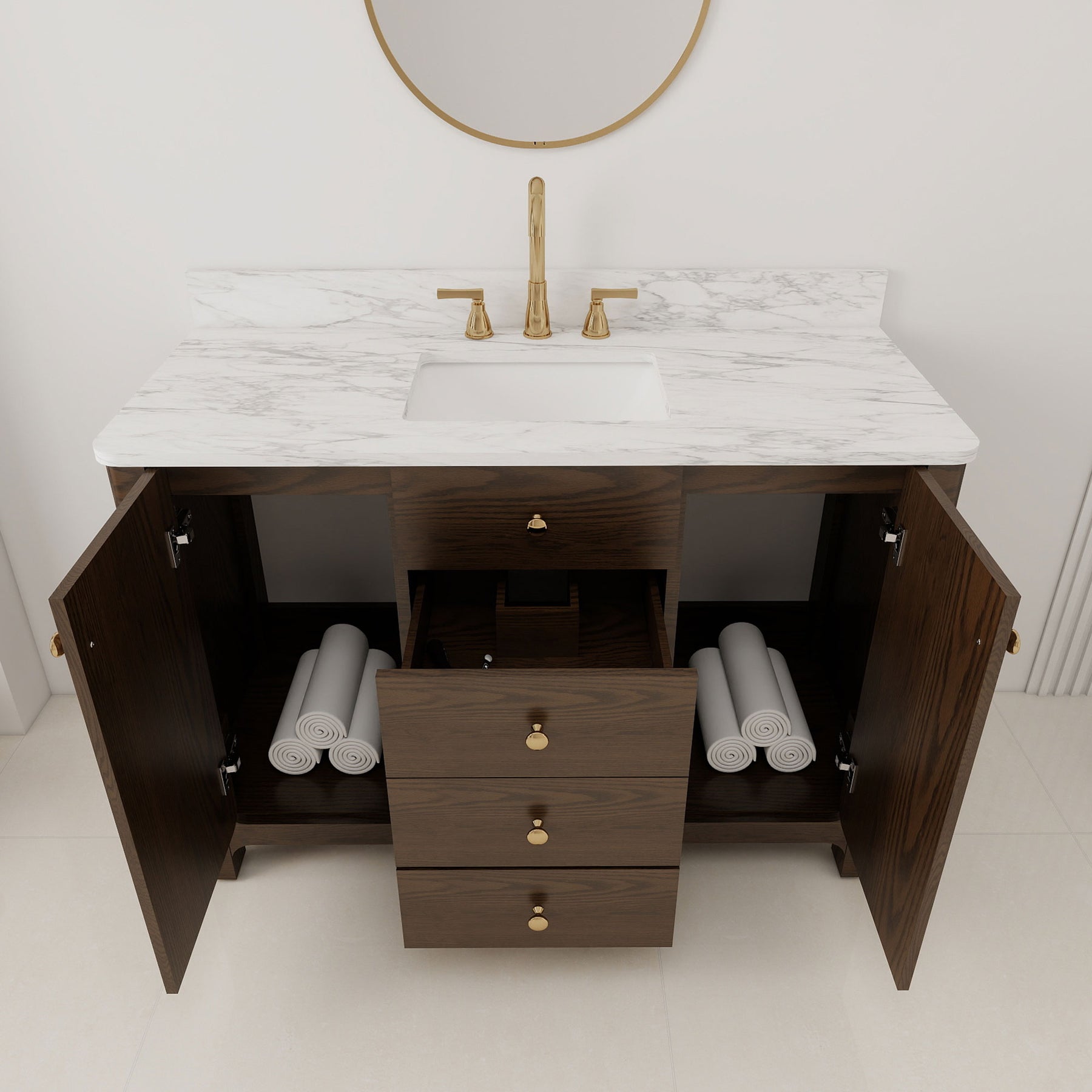 Canyon 48" Freestanding Single Vanity Cabinet with Curved Design