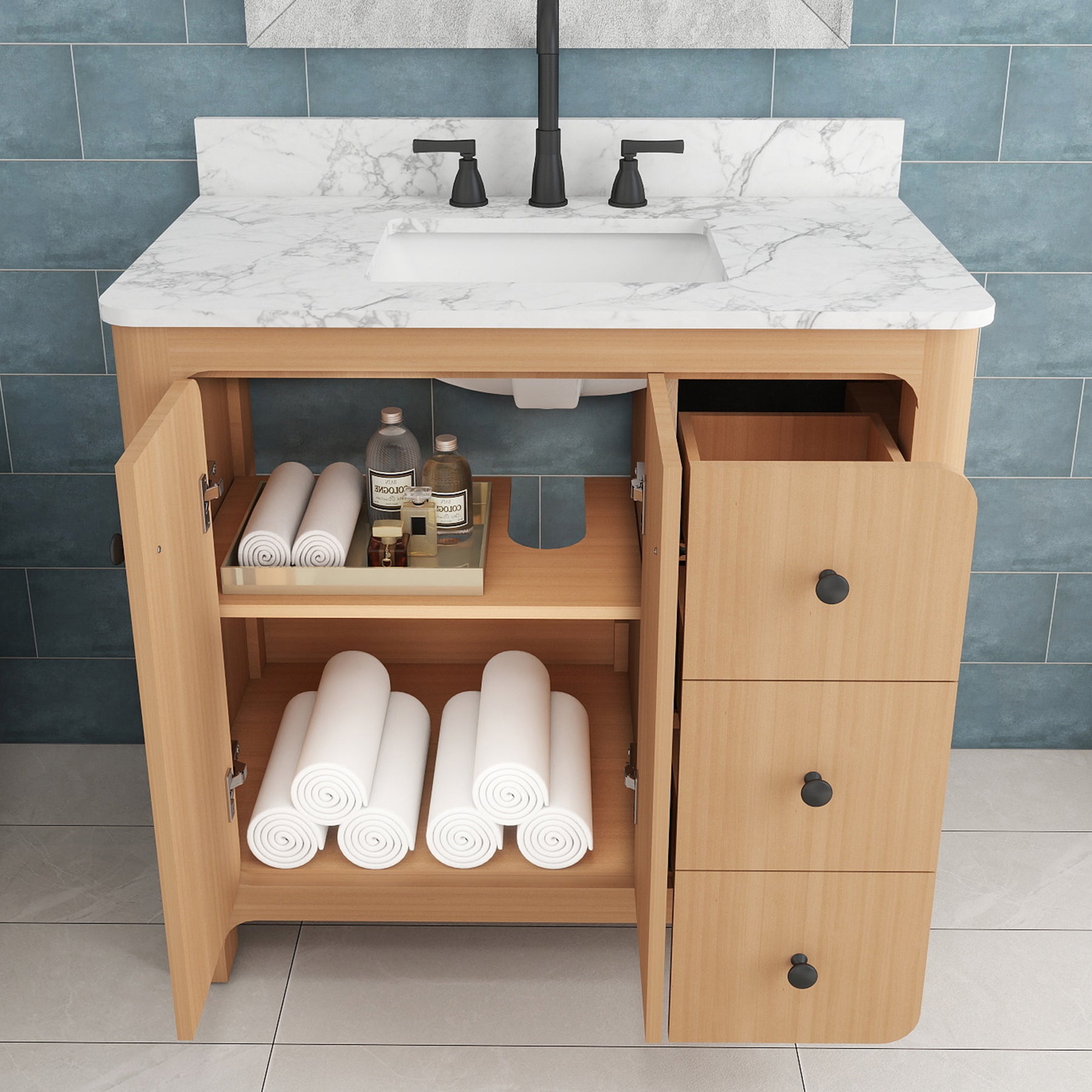 Canyon 36" Freestanding Single Vanity Cabinet with Curved Design