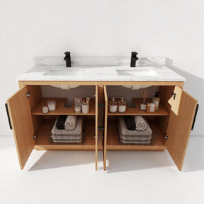 Zoom 60" Freestanding Double Vanity Cabinets with Chevron Pattern