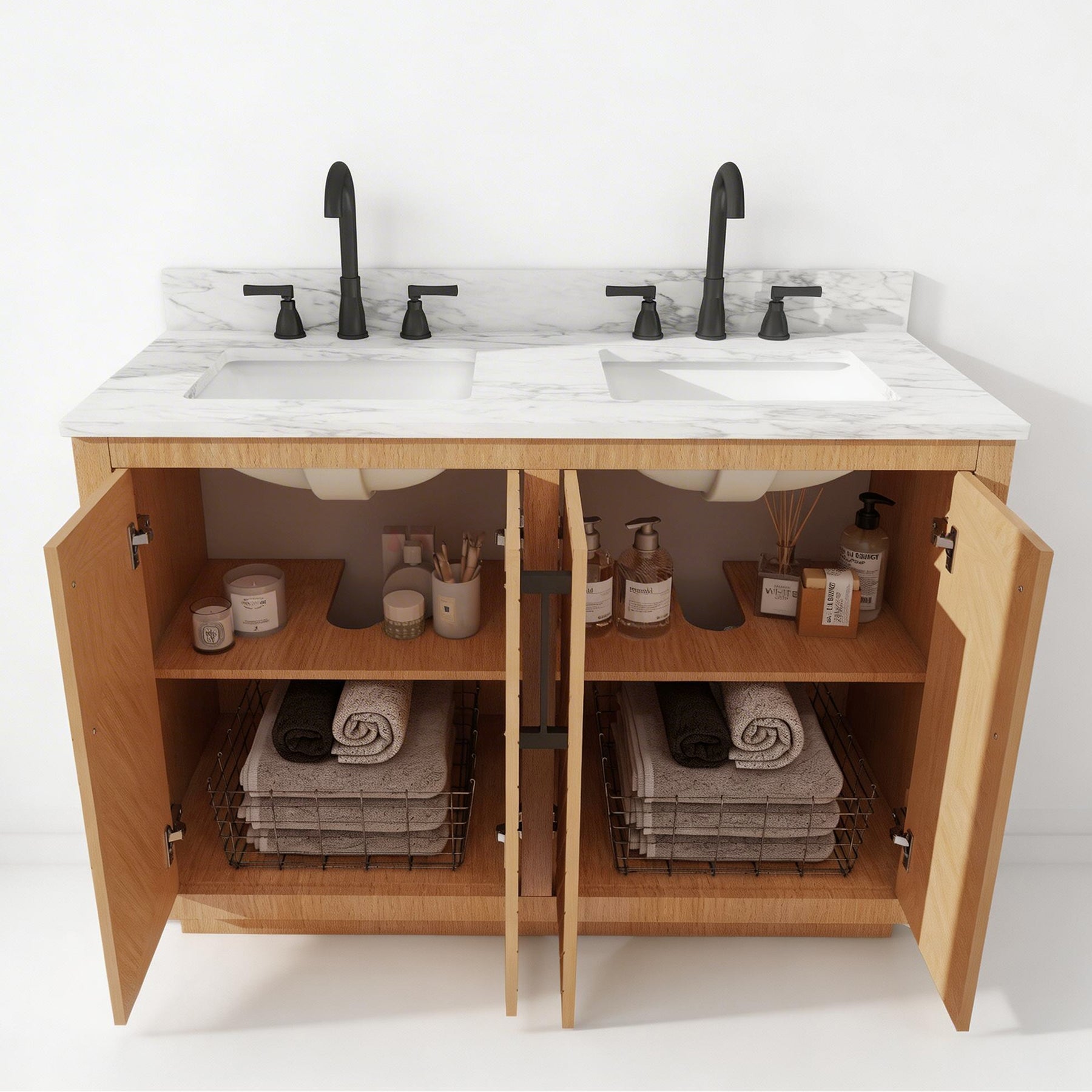 Zoom 48" Freestanding Double Vanity Cabinets with Chevron Pattern