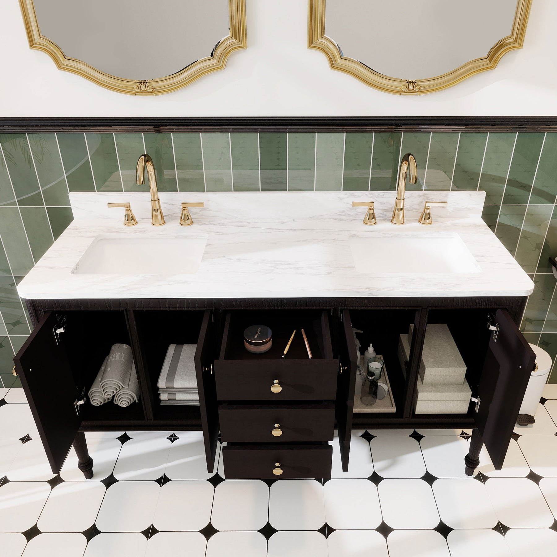 Verve 60" Freestanding Double Vanity Cabinets with Wall Mounted Options