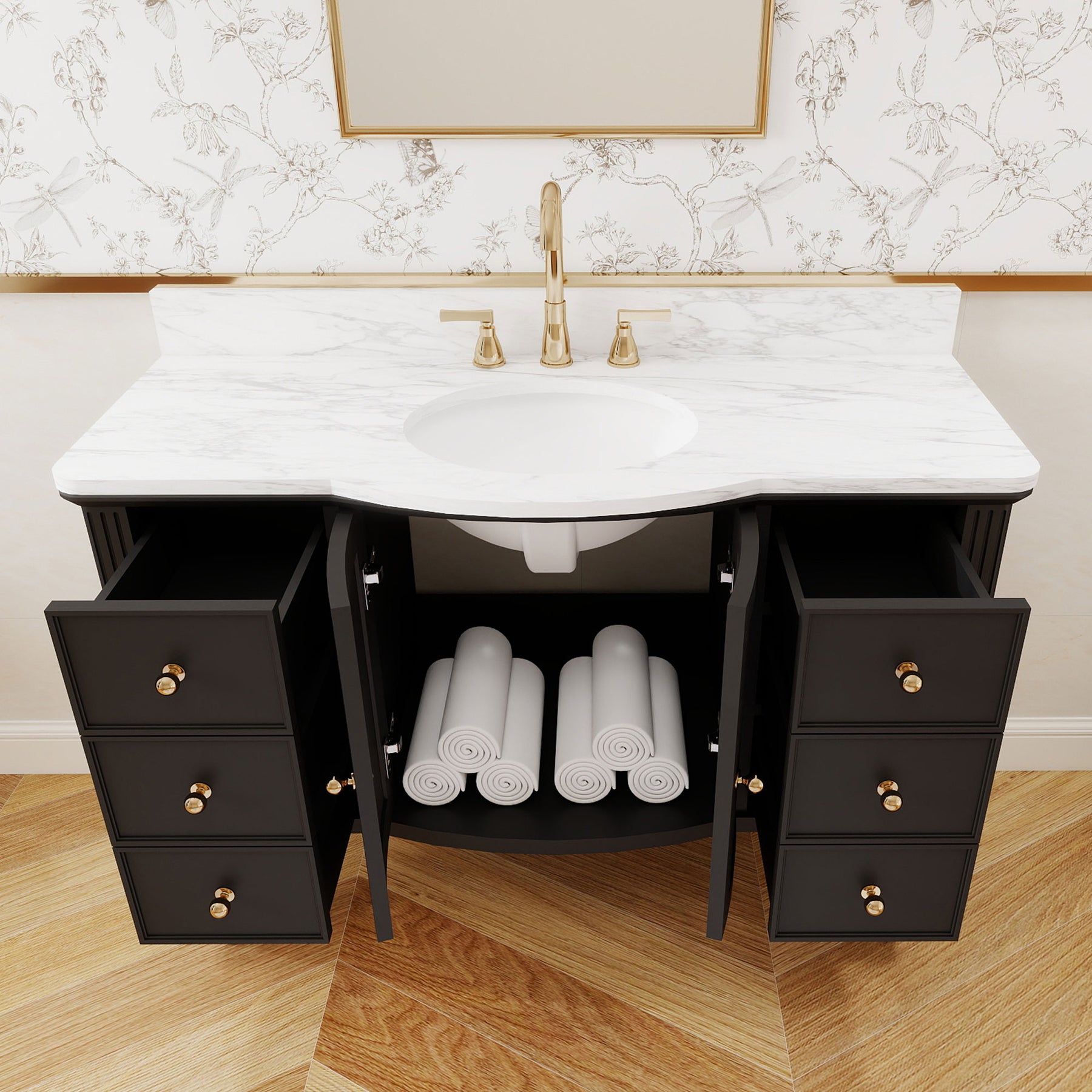 Elara 48" Freestanding Single Vanity  Cabinets with Solid Wood Legs