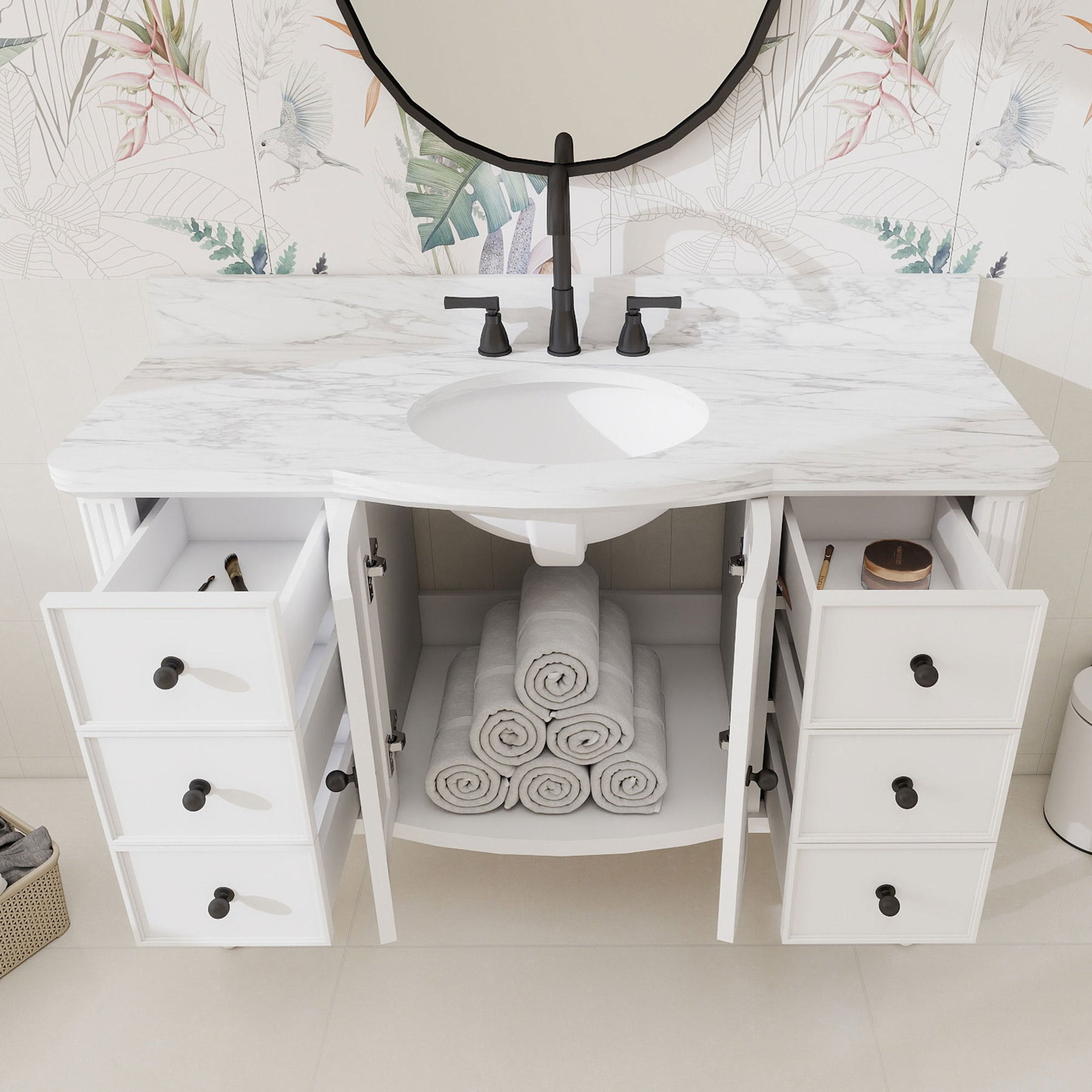 Elara 48" Freestanding Single Vanity  Cabinets with Solid Wood Legs