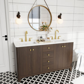 Canyon 60" Freestanding Double Vanity Cabinets with Curved Design