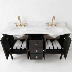 Elara 60" Freestanding Double Vanity Cabinets with Solid Wood Legs