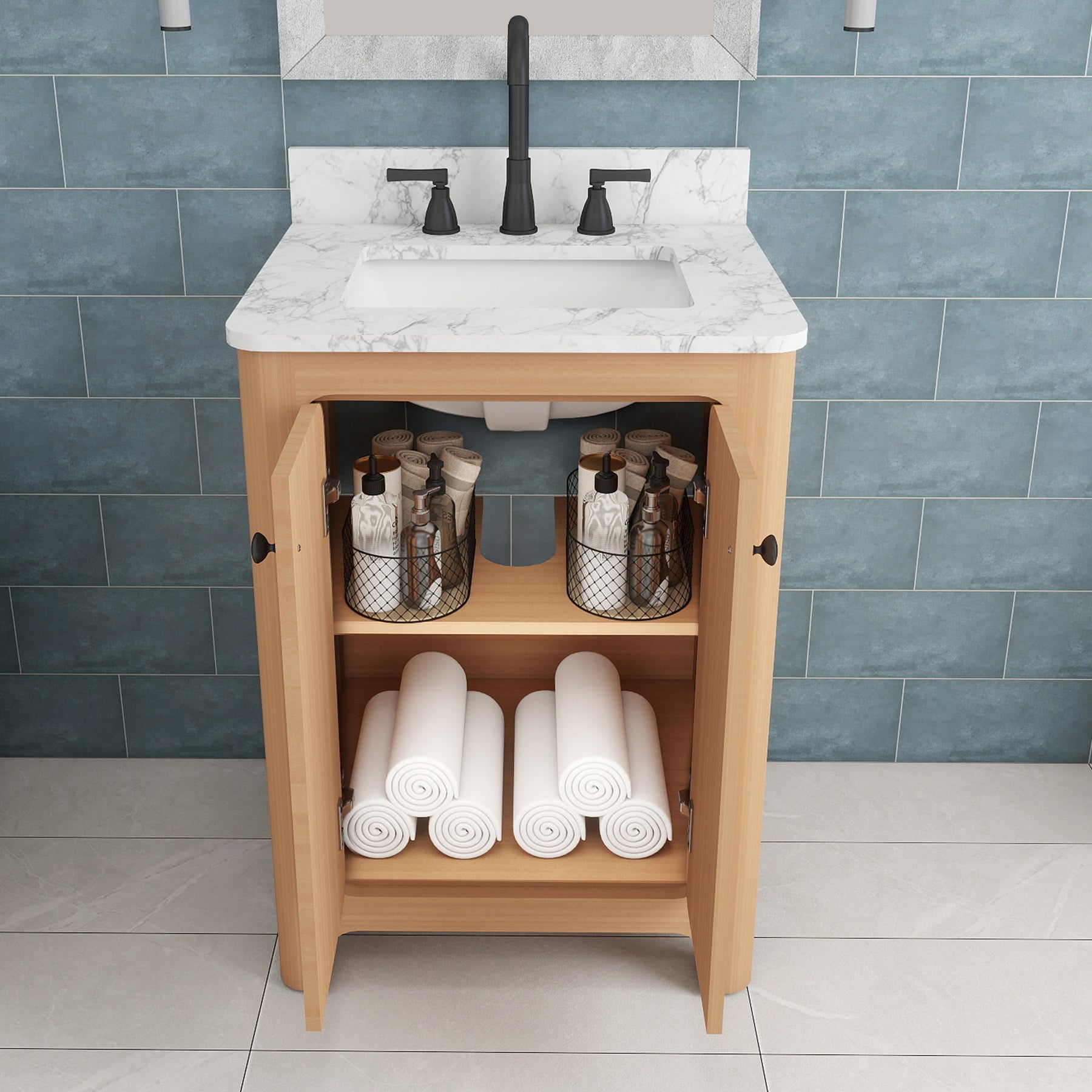 Canyon 24" Freestanding Single Vanity Cabinet with Curved Design