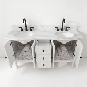 Elara 60" Freestanding Double Vanity Cabinets with Solid Wood Legs