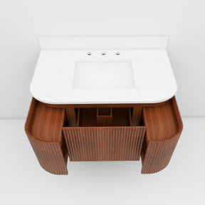 Cove 36" Wall-Mounted Single Bathroom Vanity with Curved Fluted Design