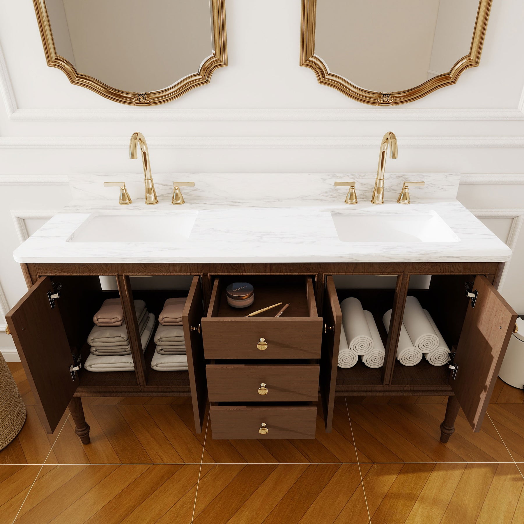 Verve 60" Freestanding Double Vanity Cabinets with Wall Mounted Options