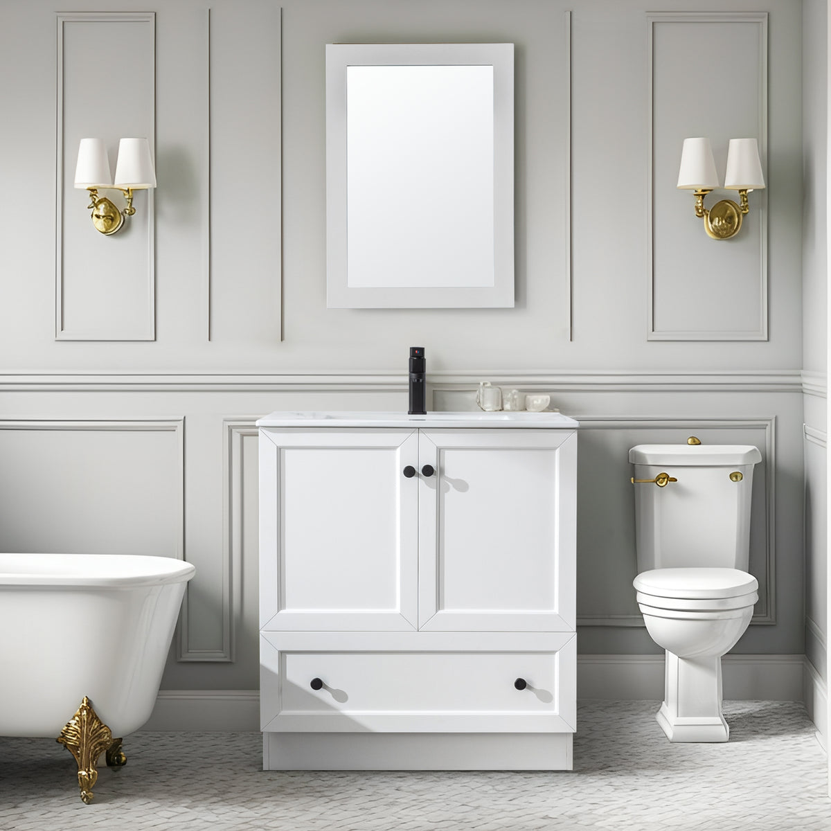 Kitchen Base 30" Freestanding Bathroom Vanity Combo with Single Undermount Sink