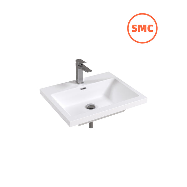 24" Rectangular Integrated SMC Bathroom Sink with Faucet & Drain Kit (Fits eclife Modern-24 & Waterfall-24 Bases)