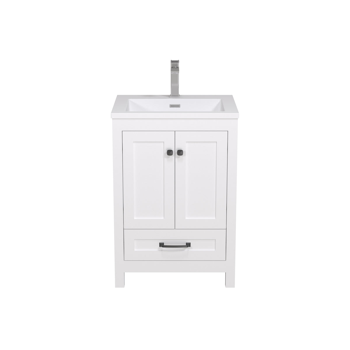 24" Rectangular Integrated Resin Bathroom Sink with Faucet & Drain Kit (Fits eclife Modern-24 & Waterfall-24 Bases)