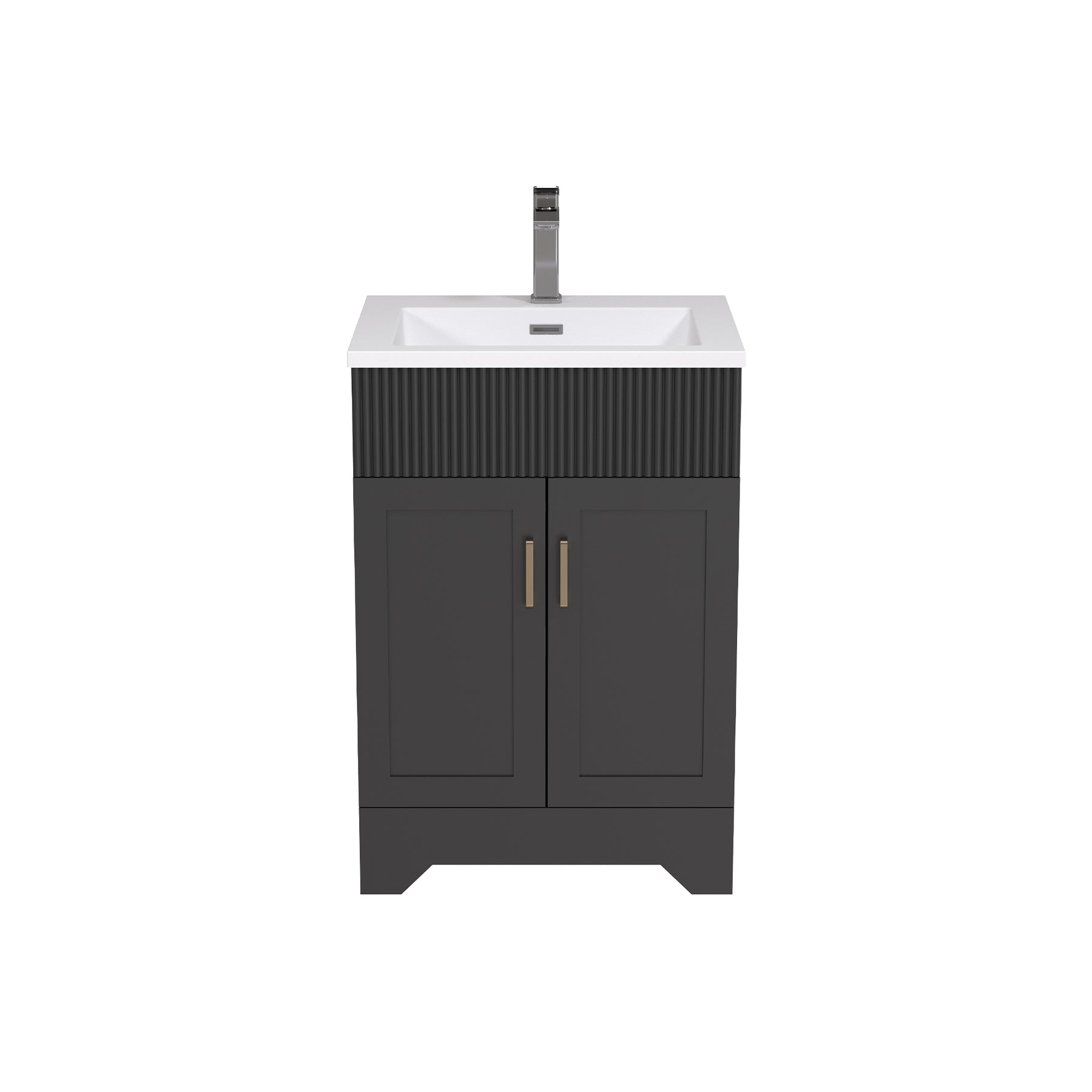 24" Rectangular Integrated Resin Bathroom Sink with Faucet & Drain Kit (Fits eclife Modern-24 & Waterfall-24 Bases)