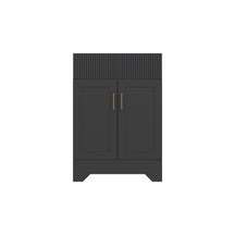 Waterfall 24’’ RTA Freestanding Vanity Cabinet Base with Vertical Striped Decor (Countertop & Sink Not Included) Black