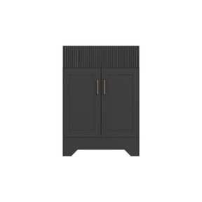 Waterfall 24’’ RTA Freestanding Vanity Cabinet Base with Vertical Striped Decor (Countertop & Sink Not Included) Black
