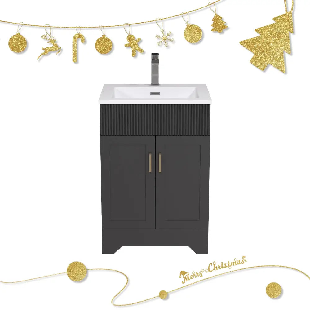 24’’ Rectangular Integrated SMC Bathroom Sink with Faucet & Drain Kit (Fits eclife Modern-24 & Waterfall-24 Bases)