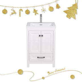 24’’ Rectangular Integrated SMC Bathroom Sink with Faucet & Drain Kit (Fits eclife Modern-24 & Waterfall-24 Bases)