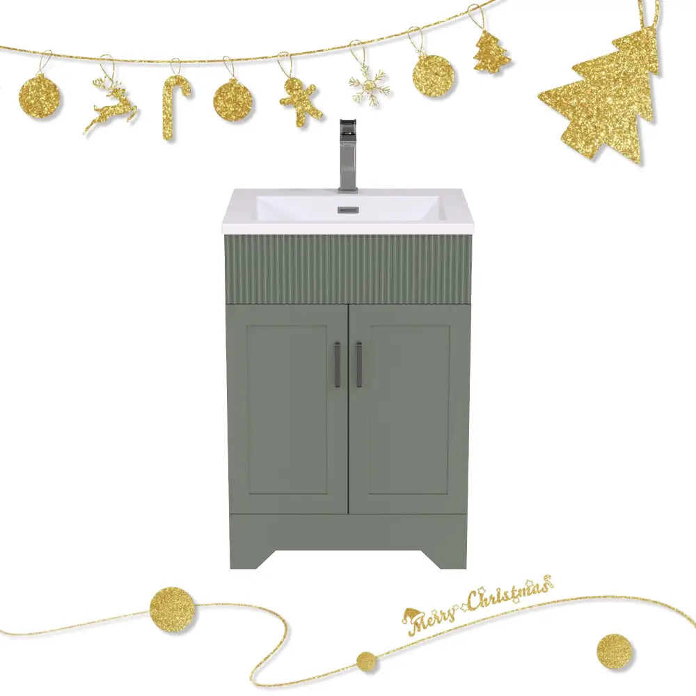 24’’ Rectangular Integrated SMC Bathroom Sink with Faucet & Drain Kit (Fits eclife Modern-24 & Waterfall-24 Bases)