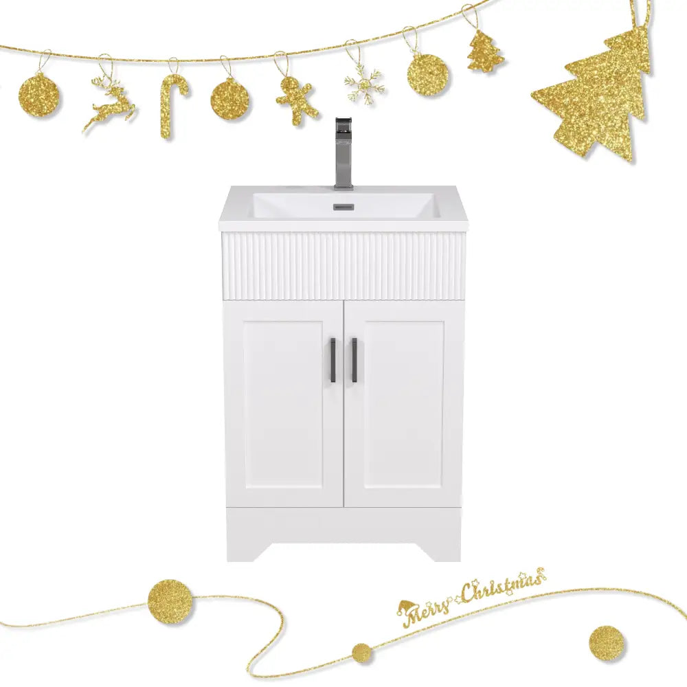 24’’ Rectangular Integrated SMC Bathroom Sink with Faucet & Drain Kit (Fits eclife Modern-24 & Waterfall-24 Bases)